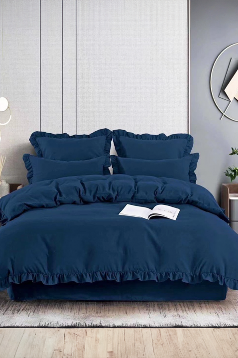 Σετ κρεβατοκάμαρας CANVELA NAVY 200x220 cm βαμβακερό - 4 τεμάχια, Χρώμα: σκούρο μπλε, IVET.EU - Εκπτώσεις έως -80%