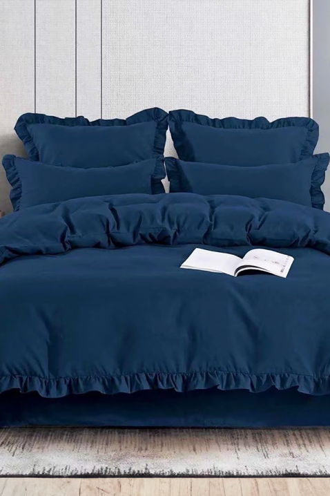 Σετ κρεβατοκάμαρας CANVELA NAVY 200x220 cm βαμβακερό - 4 τεμάχια, Χρώμα: σκούρο μπλε, IVET.EU - Εκπτώσεις έως -80%