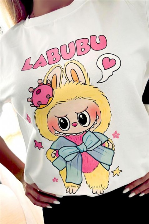 Κοντομάνικο μπλουζάκι LABUBU RIBBON, Χρώμα: άσπρο, IVET.EU - Εκπτώσεις έως -80%