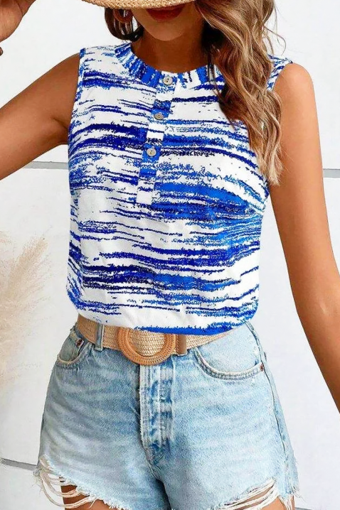 Κομψό γυναικείο τοπ με πολύχρωμο μοτίβο CONDILA BLUE, Χρώμα: μπλε, IVET.EU - Εκπτώσεις έως -80%