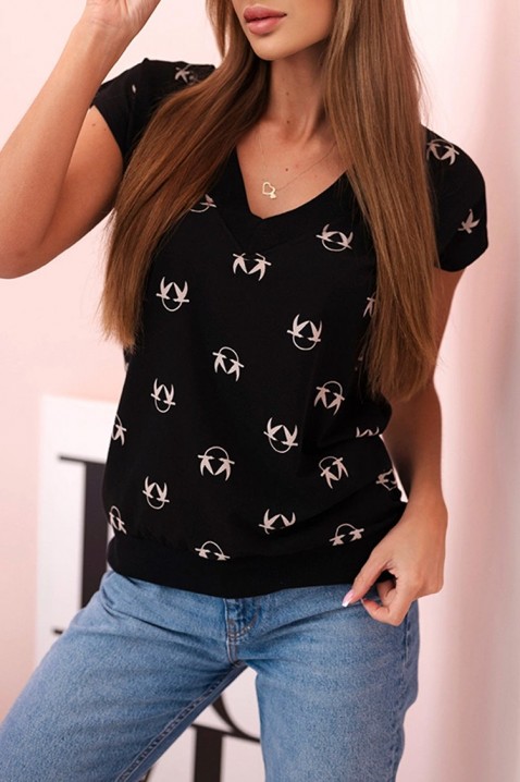 Κοντομάνικο μπλουζάκι ZMIONA BLACK, Χρώμα: μαύρο, IVET.EU - Εκπτώσεις έως -80%