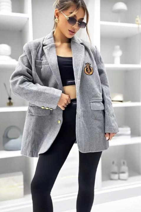 Σακάκι DESILENA GREY, Χρώμα: γκρι, IVET.EU - Εκπτώσεις έως -80%