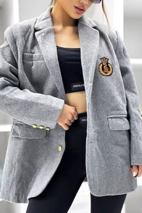 Σακάκι DESILENA GREY, Χρώμα: γκρι, IVET.EU - Εκπτώσεις έως -80%