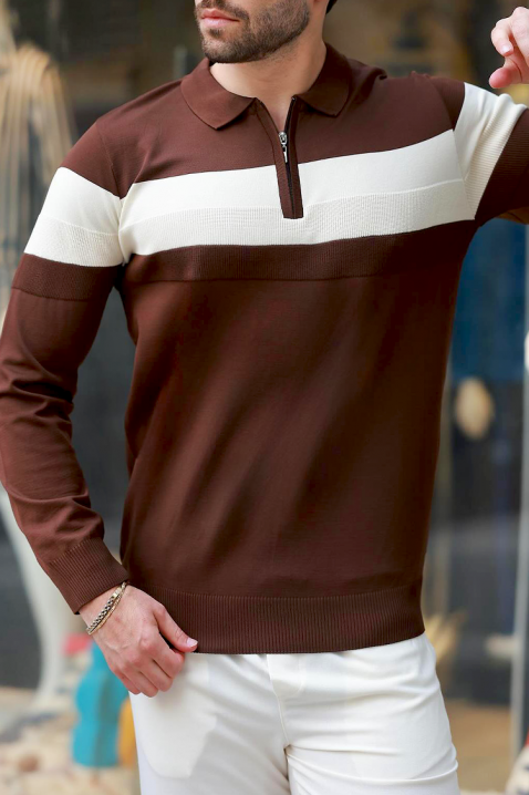 Ανδρική μπλούζα BERTOLO BROWN, Χρώμα: καφέ, IVET.EU - Εκπτώσεις έως -80%