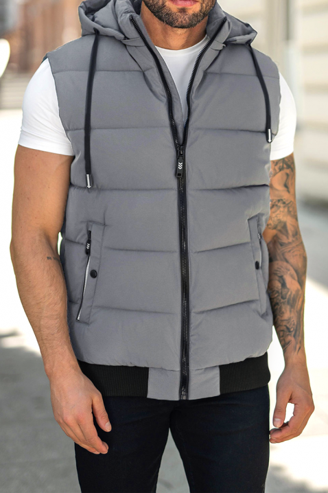 Ανδρικό γιλέκο MAKROZO GREY, Χρώμα: γκρι, IVET.EU - Εκπτώσεις έως -80%