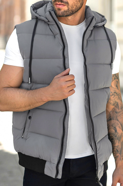 Ανδρικό γιλέκο MAKROZO GREY, Χρώμα: γκρι, IVET.EU - Εκπτώσεις έως -80%