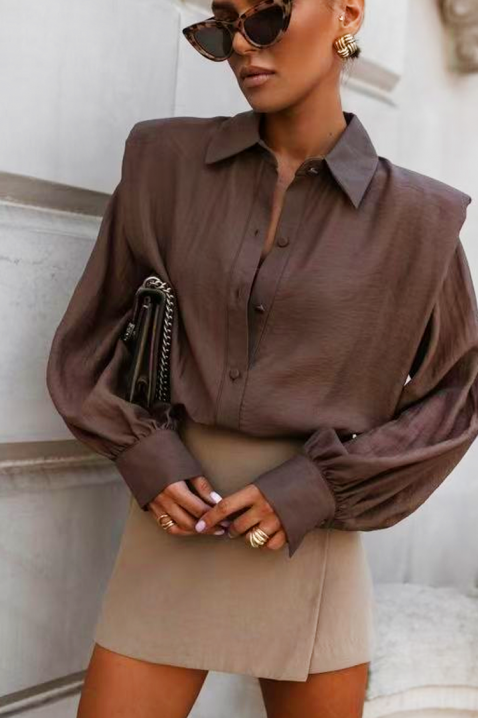 Γυναικείο πουκάμισο NOVELZA BROWN, Χρώμα: καφέ, IVET.EU - Εκπτώσεις έως -80%