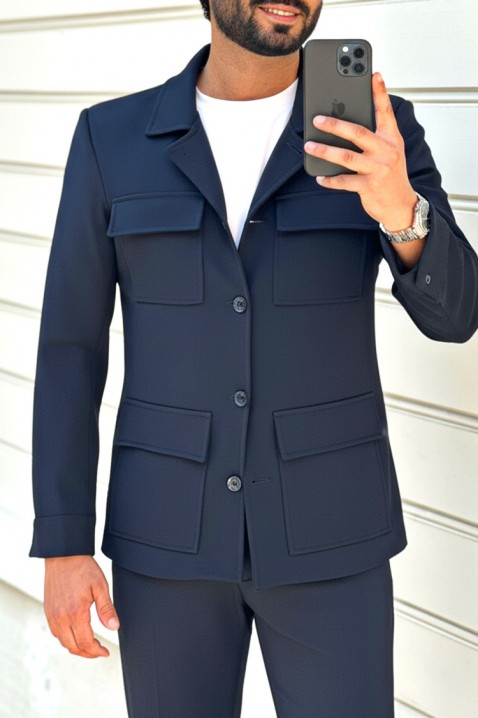 Ανδρικό παλτό KARMOLO NAVY, Χρώμα: σκούρο μπλε, IVET.EU - Εκπτώσεις έως -80%