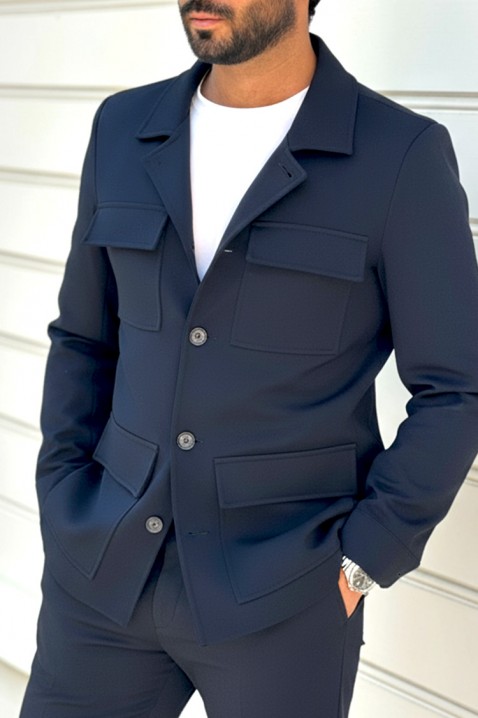 Ανδρικό παλτό KARMOLO NAVY, Χρώμα: σκούρο μπλε, IVET.EU - Εκπτώσεις έως -80%