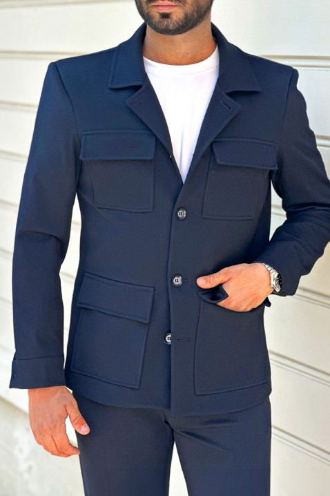 Ανδρικό παλτό KARMOLO NAVY, Χρώμα: σκούρο μπλε, IVET.EU - Εκπτώσεις έως -80%