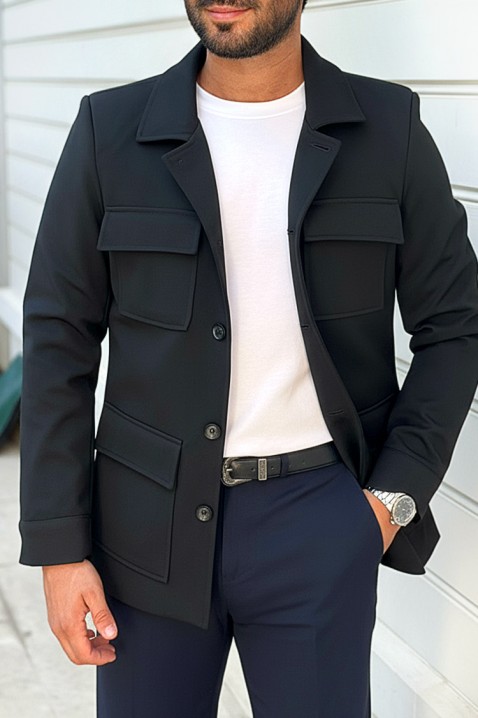 Ανδρικό παλτό KARMOLO BLACK, Χρώμα: μαύρο, IVET.EU - Εκπτώσεις έως -80%