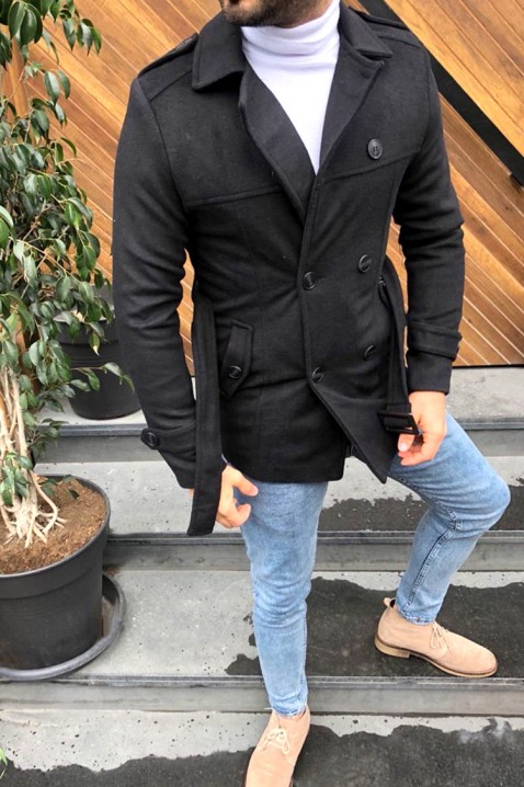 Ανδρικό παλτό TORONTO BLACK, Χρώμα: μαύρο, IVET.EU - Εκπτώσεις έως -80%