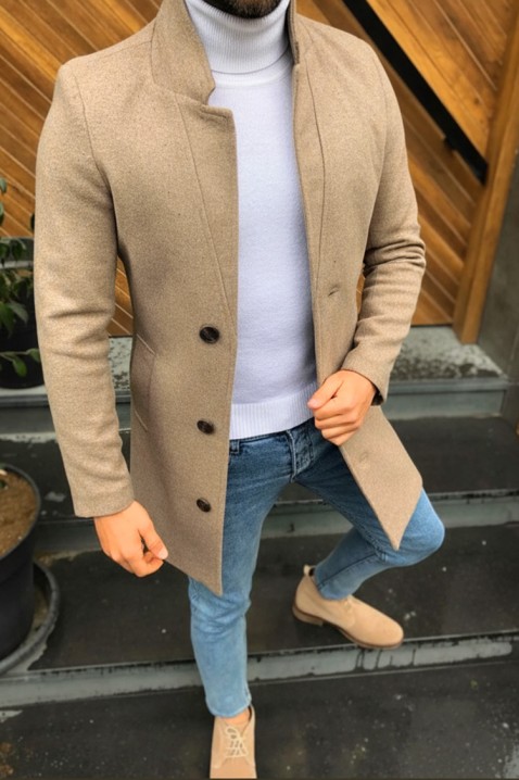 Ανδρικό παλτό MONENZO BEIGE, Χρώμα: μπεζ, IVET.EU - Εκπτώσεις έως -80%