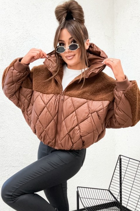 Μπουφάν PRESILIYA BROWN, Χρώμα: καφέ, IVET.EU - Εκπτώσεις έως -80%