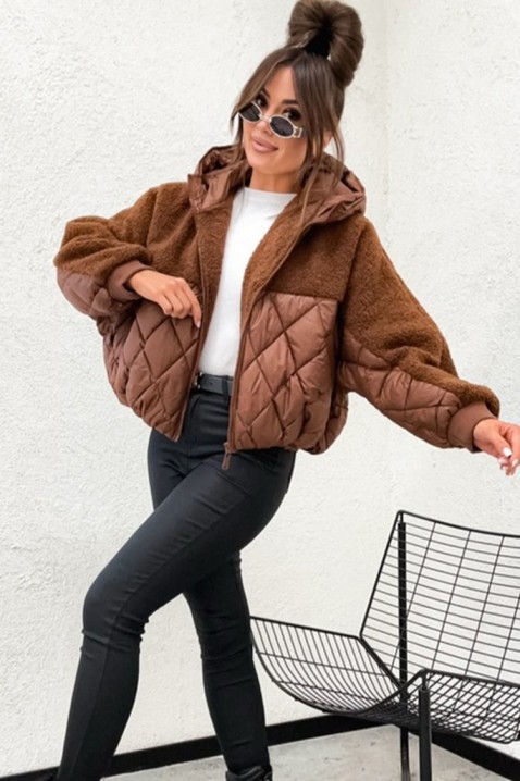 Μπουφάν PRESILIYA BROWN, Χρώμα: καφέ, IVET.EU - Εκπτώσεις έως -80%