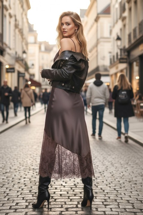 Φόρεμα MIOFEZA BROWN, Χρώμα: καφέ, IVET.EU - Εκπτώσεις έως -80%