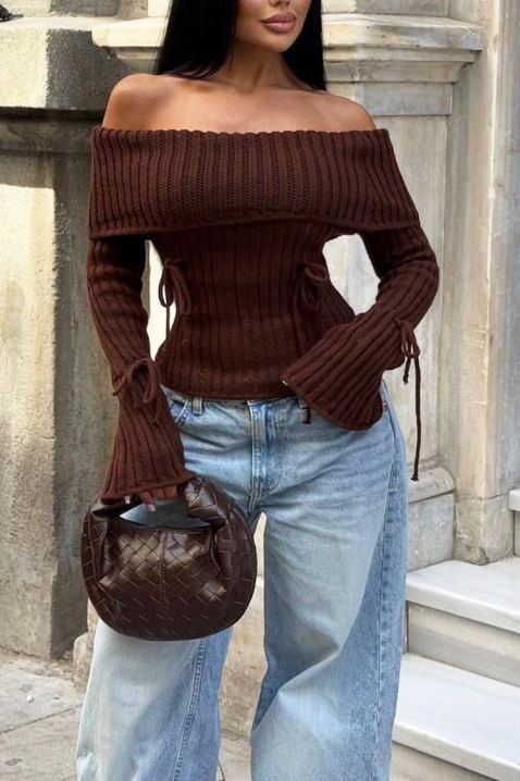 Πουλόβερ GREZDILA BROWN, Χρώμα: καφέ, IVET.EU - Εκπτώσεις έως -80%