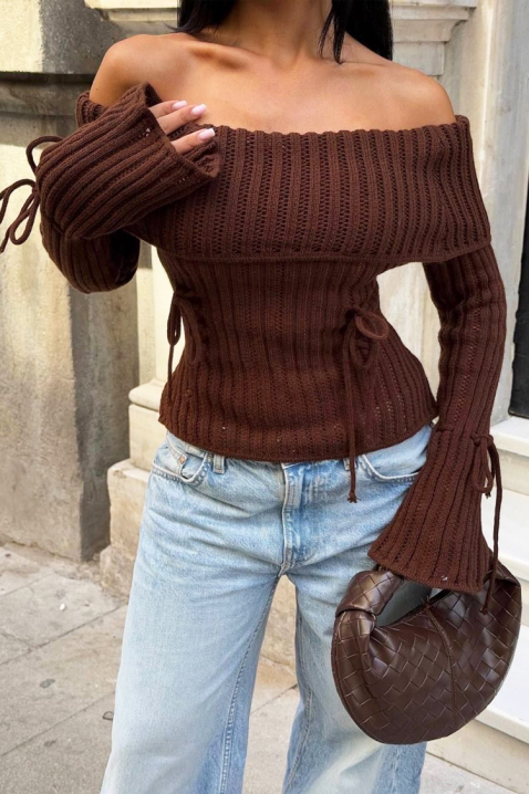 Πουλόβερ GREZDILA BROWN, Χρώμα: καφέ, IVET.EU - Εκπτώσεις έως -80%