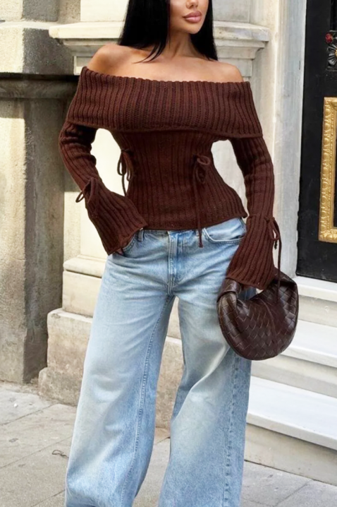 Πουλόβερ GREZDILA BROWN, Χρώμα: καφέ, IVET.EU - Εκπτώσεις έως -80%