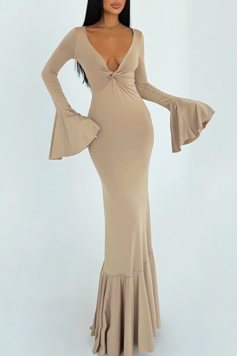 Φόρεμα LENZEDA BEIGE, Χρώμα: μπεζ, IVET.EU - Εκπτώσεις έως -80%