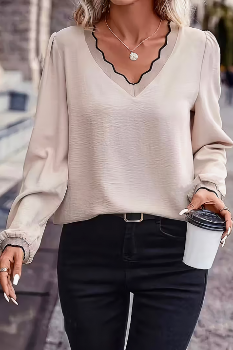 Γυναικεία μπλούζα BIOFEHA BEIGE, Χρώμα: μπεζ, IVET.EU - Εκπτώσεις έως -80%