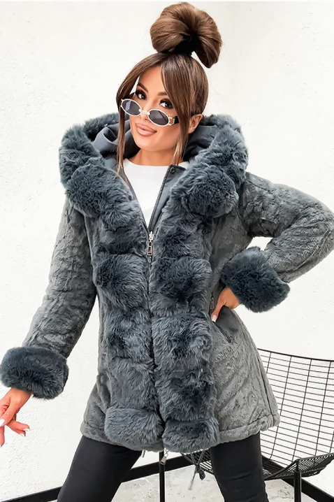 Μπουφάν DRENFELZA GREY, Χρώμα: γκρι, IVET.EU - Εκπτώσεις έως -80%