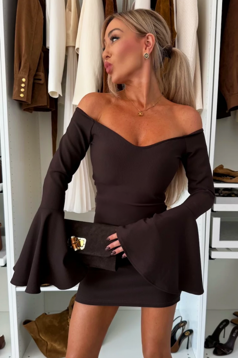 Φόρεμα ZERHANA BROWN, Χρώμα: καφέ, IVET.EU - Εκπτώσεις έως -80%