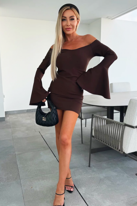Φόρεμα ZERHANA BROWN, Χρώμα: καφέ, IVET.EU - Εκπτώσεις έως -80%