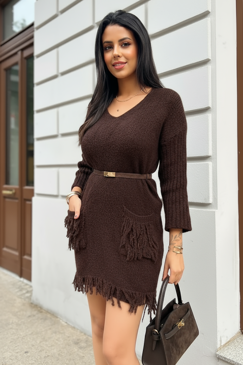 Φόρεμα MESMARDA BROWN, Χρώμα: καφέ, IVET.EU - Εκπτώσεις έως -80%