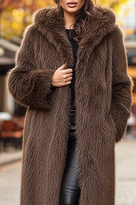 Παλτό GRISTELFA BROWN, Χρώμα: καφέ, IVET.EU - Εκπτώσεις έως -80%