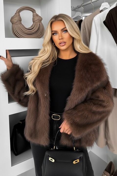 Παλτό SARMELNA BROWN, Χρώμα: καφέ, IVET.EU - Εκπτώσεις έως -80%