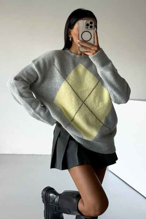 Πουλόβερ PULDINA GREY, Χρώμα: γκρι, IVET.EU - Εκπτώσεις έως -80%