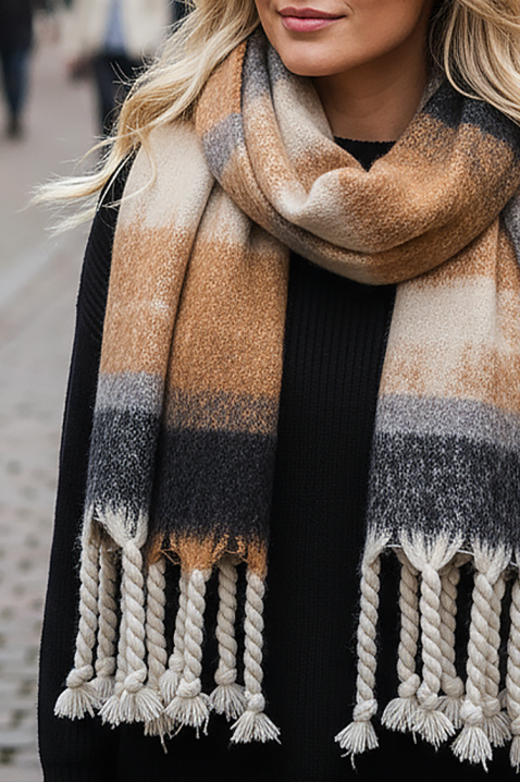 Κασκόλ TLOVENZA BEIGE, Χρώμα: μπεζ, IVET.EU - Εκπτώσεις έως -80%