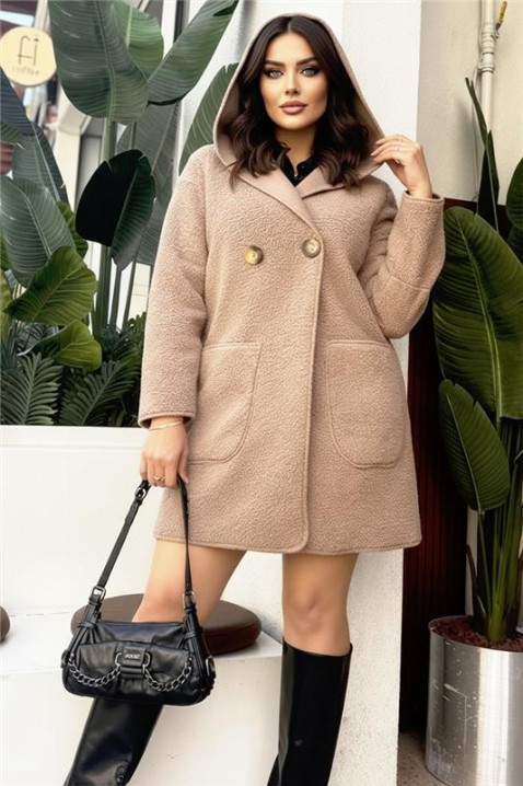 Παλτό VAVILONZA BEIGE, Χρώμα: μπεζ, IVET.EU - Εκπτώσεις έως -80%