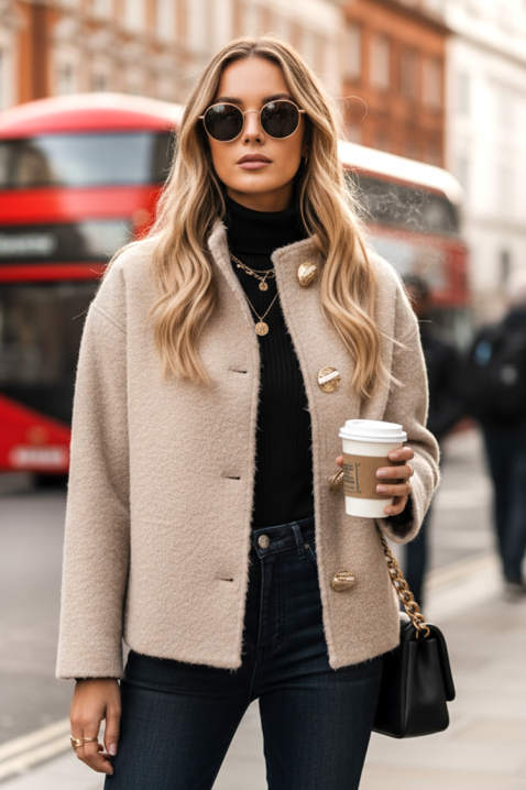 Παλτό LORDANA BEIGE, Χρώμα: μπεζ, IVET.EU - Εκπτώσεις έως -80%