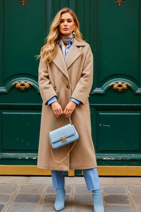 Παλτό KANSITA BEIGE, Χρώμα: μπεζ, IVET.EU - Εκπτώσεις έως -80%