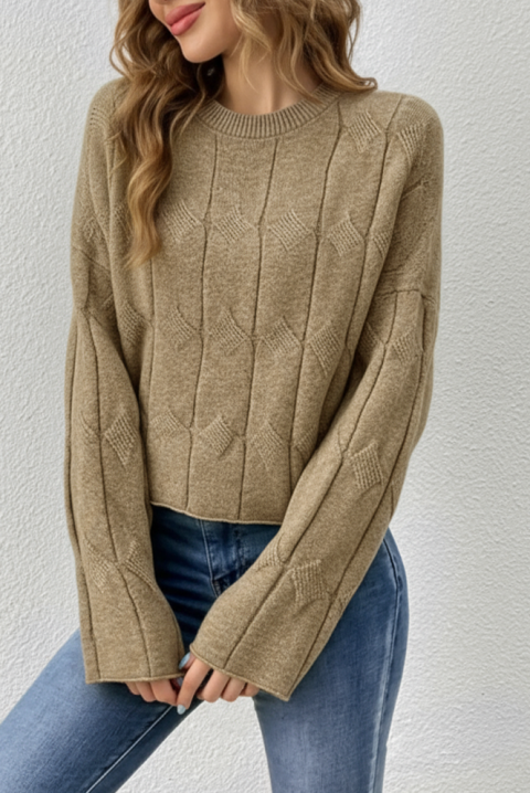 Πουλόβερ BLAGORDA BEIGE, Χρώμα: χακί, IVET.EU - Εκπτώσεις έως -80%