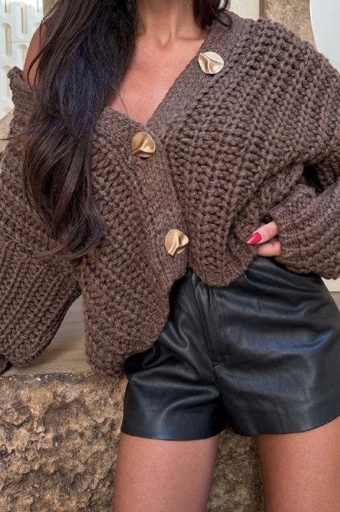 Ζακέτα AMOLVINA BROWN, Χρώμα: καφέ, IVET.EU - Εκπτώσεις έως -80%
