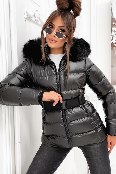 Μπουφάν KAMELZA BLACK, Χρώμα: μαύρο, IVET.EU - Εκπτώσεις έως -80%