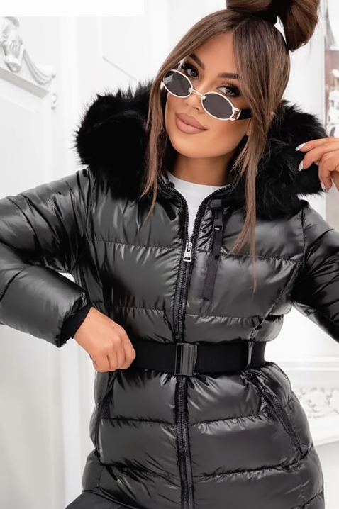 Μπουφάν KAMELZA BLACK, Χρώμα: μαύρο, IVET.EU - Εκπτώσεις έως -80%