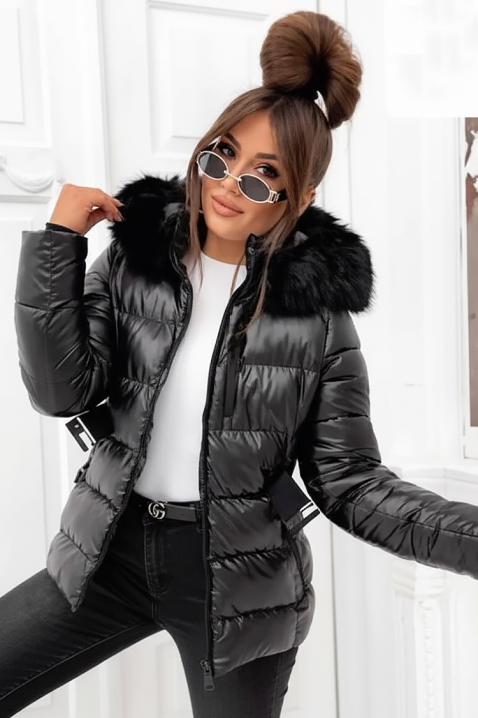 Μπουφάν KAMELZA BLACK, Χρώμα: μαύρο, IVET.EU - Εκπτώσεις έως -80%