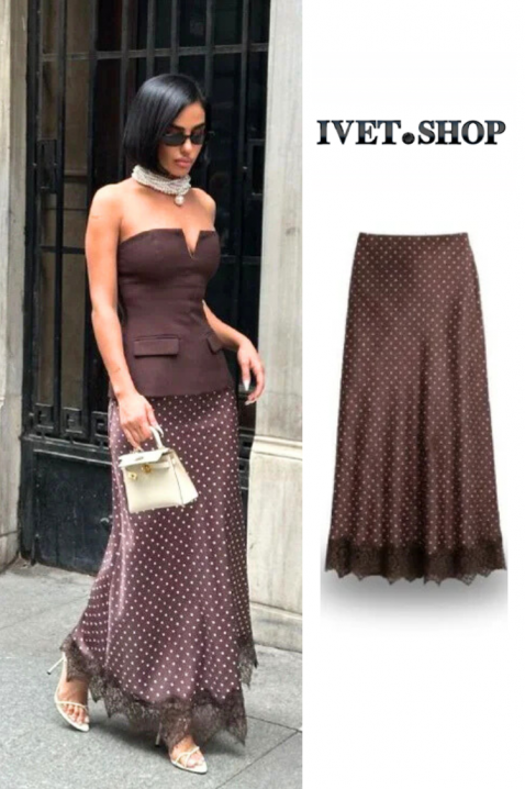 Φούστα TONILZA BROWN, Χρώμα: καφέ, IVET.EU - Εκπτώσεις έως -80%