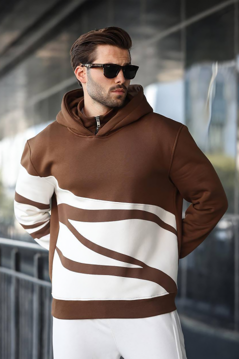 Ανδρικό φούτερ TEOFOZO BROWN, Χρώμα: καφέ, IVET.EU - Εκπτώσεις έως -80%