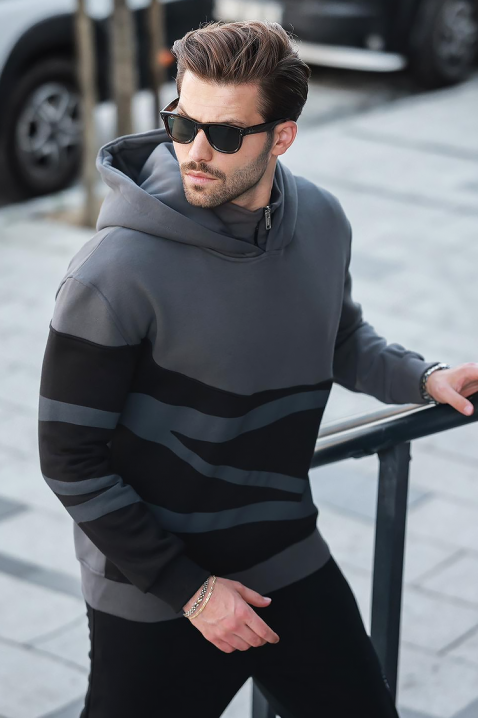 Ανδρικό φούτερ TEOFOZO GRAFIT, Χρώμα: γραφίτης, IVET.EU - Εκπτώσεις έως -80%