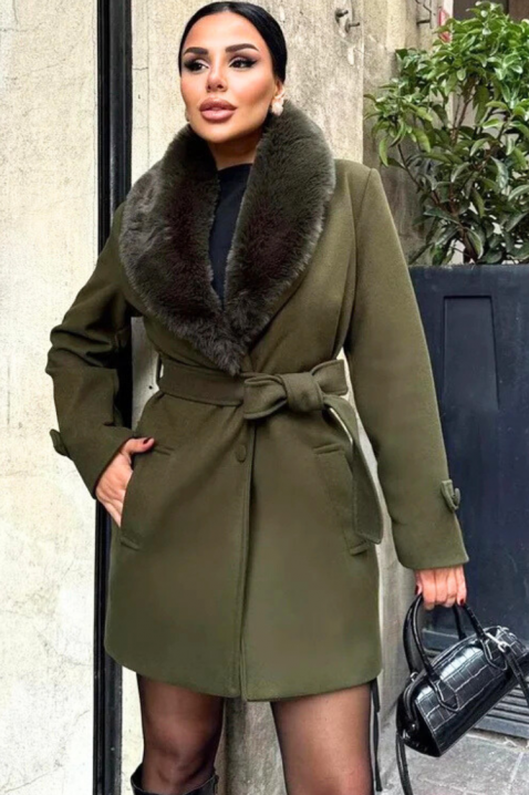 Παλτό DOLNEVA KHAKI, Χρώμα: χακί, IVET.EU - Εκπτώσεις έως -80%