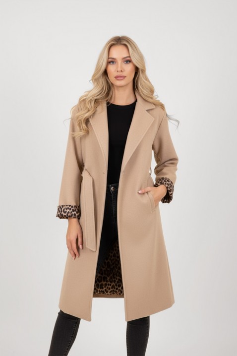 Παλτό TURGELA BEIGE, Χρώμα: μπεζ, IVET.EU - Εκπτώσεις έως -80%