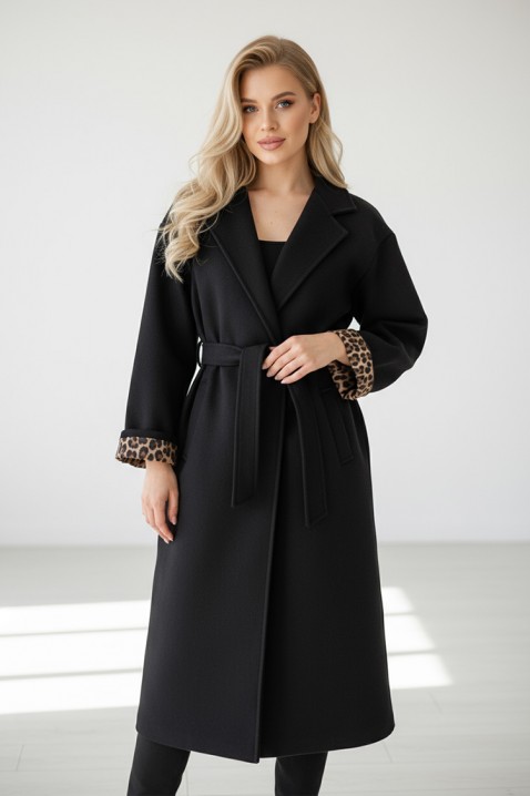 Παλτό TURGELA BLACK, Χρώμα: μαύρο, IVET.EU - Εκπτώσεις έως -80%