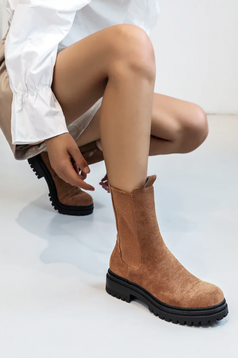 Γυναικεία μποτάκια ALOMENDA CAMEL, Χρώμα: ανοιχτό καφέ, IVET.EU - Εκπτώσεις έως -80%