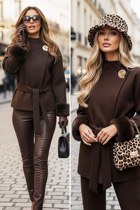 Παλτό BLOFLINDA BROWN, Χρώμα: καφέ, IVET.EU - Εκπτώσεις έως -80%