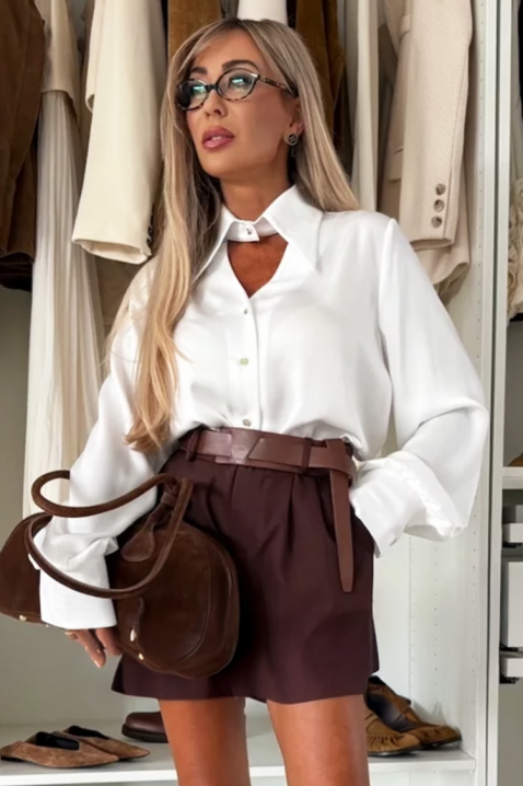 Γυναικείο πουκάμισο LILONDANA WHITE, Χρώμα: άσπρο, IVET.EU - Εκπτώσεις έως -80%